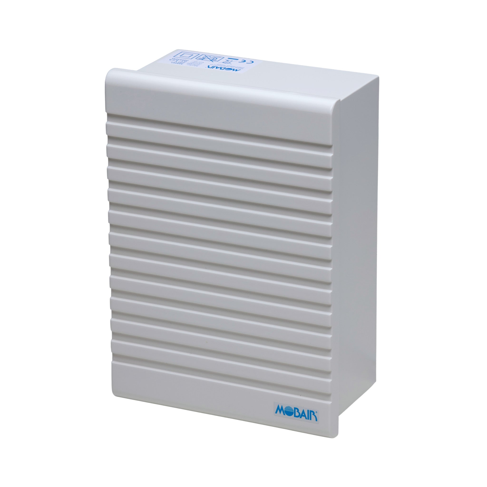 Angle view of the Mobair K fresh air valve in white.