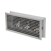 Front angle view of the Mobair Room 2 Room heat transfer fan in white.
