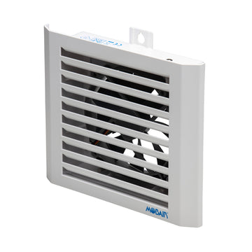 Angle view of the Mobair S fresh air valve in white.