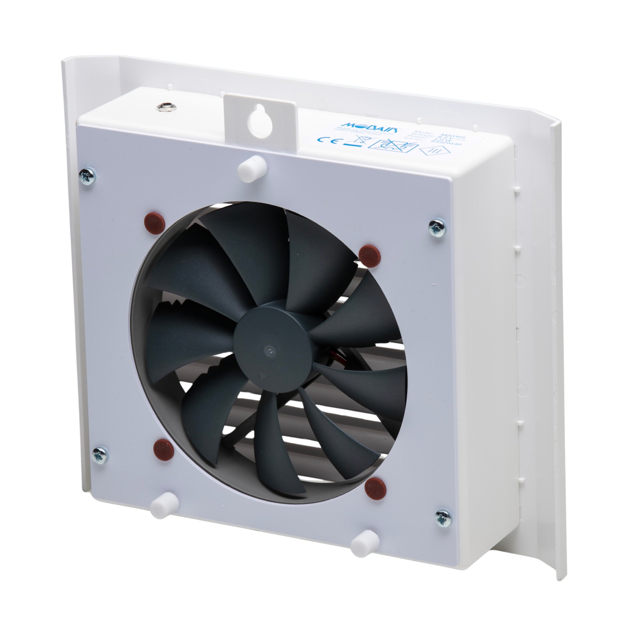 Back view of the Mobair S fresh air valve in white.